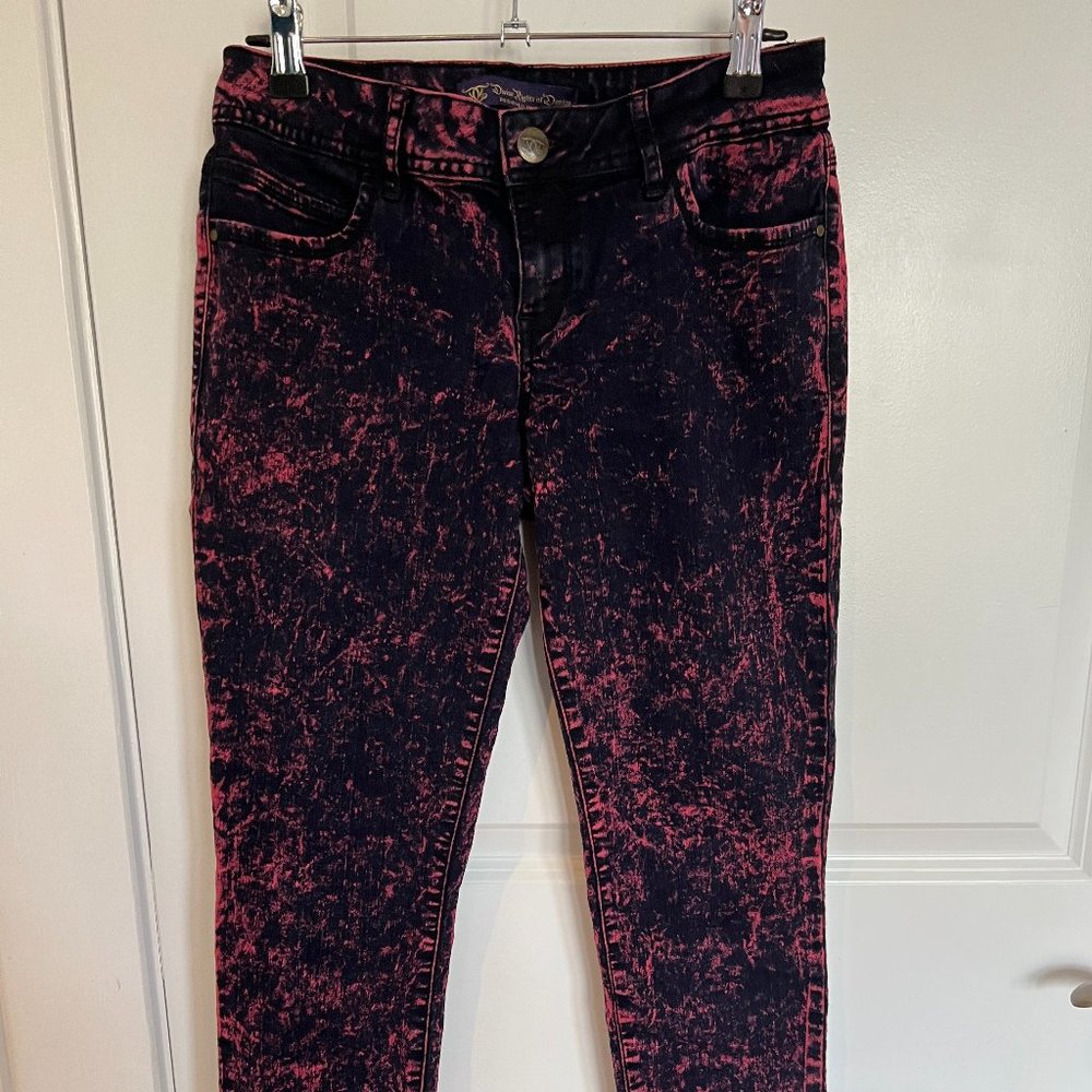 Unique Pink & Black Acid Washed Stretchy Jeans | Size 27